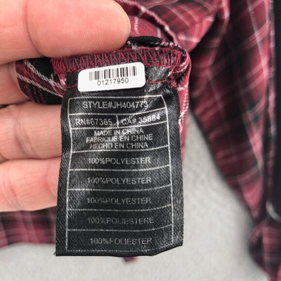 BB Dakota Jack Top Womens Medium Red Plaid Cropped Roll Tab Long Sleeve Button - Picture 7 of 11